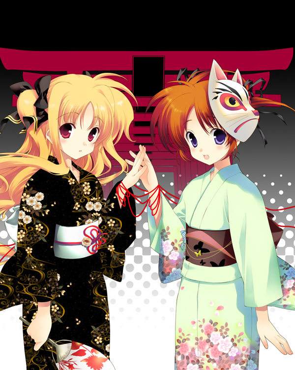 fate testarossa and takamachi nanoha (lyrical nanoha and 1 more) drawn by naruse_hirofumi