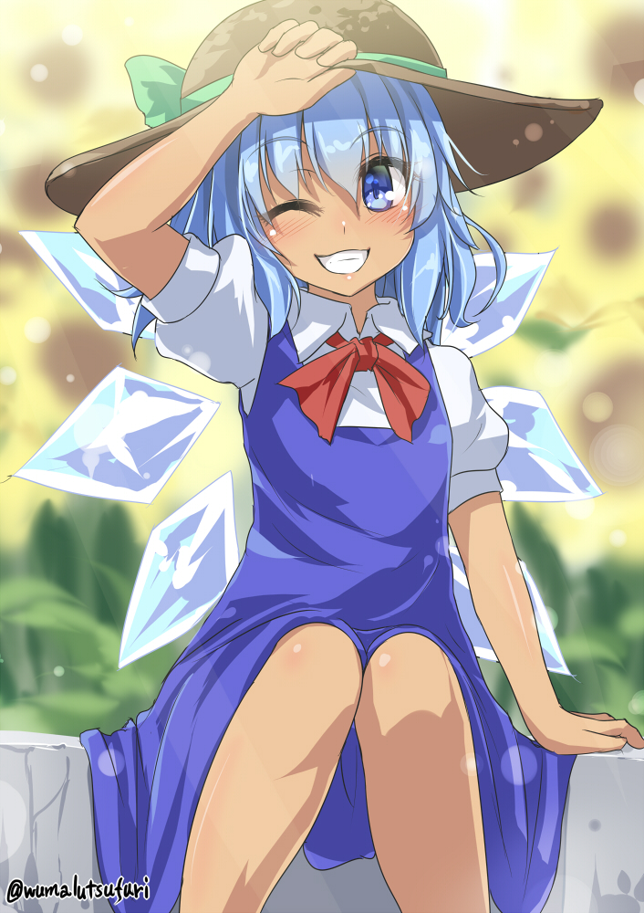 cirno and tanned cirno (touhou and 1 more) drawn by umarutsufuri