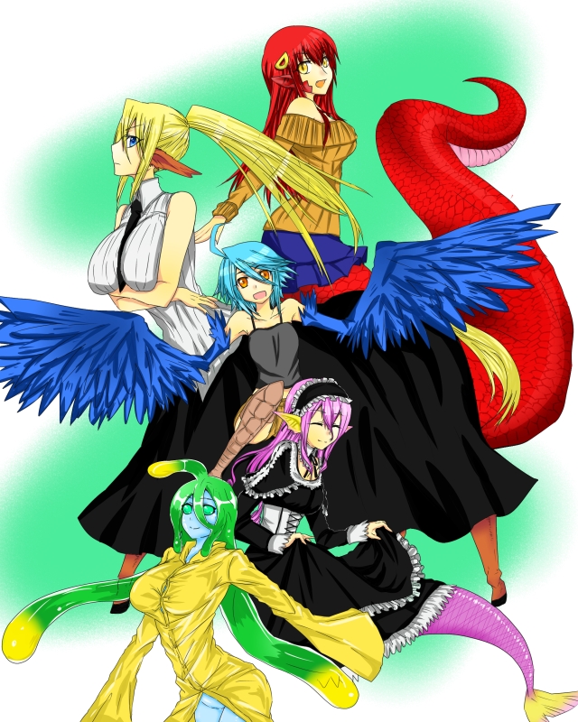 miia, papi, centorea shianus, suu, and meroune lorelei (monster musume no iru nichijou) drawn by higaragi