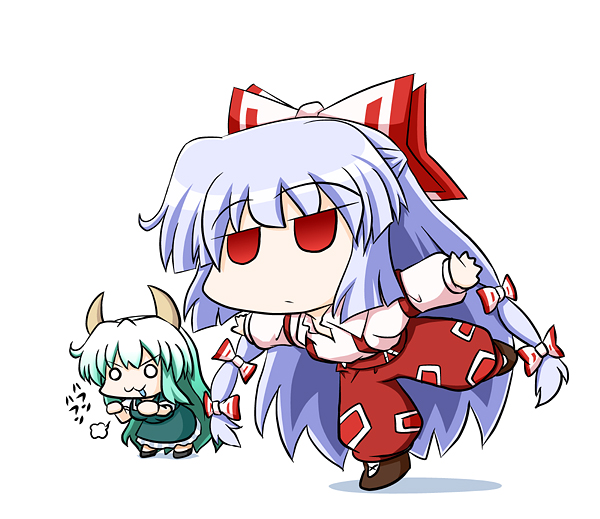 fujiwara no mokou, kamishirasawa keine, and ex-keine (touhou) drawn by yamato_damashi
