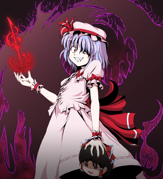 hakurei reimu and remilia scarlet (touhou) drawn by tri