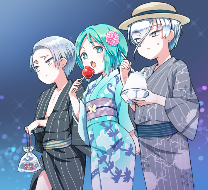 phosphophyllite, antarcticite, and cairngorm (houseki no kuni) drawn by amimi