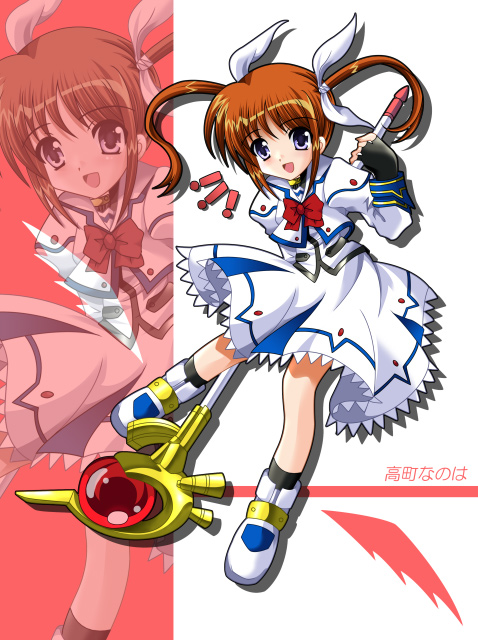 takamachi nanoha and raising heart (lyrical nanoha and 1 more) drawn by kohakugin