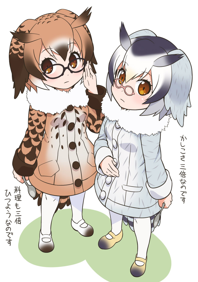 northern white-faced owl and eurasian eagle owl (kemono friends) drawn by youkan