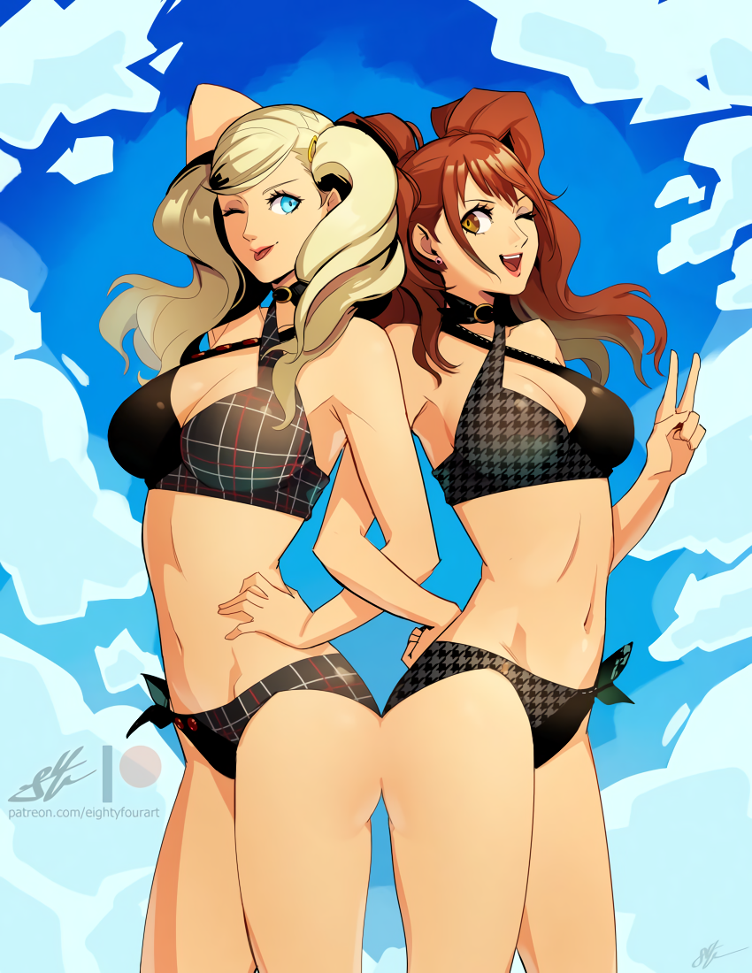 kujikawa rise and takamaki anne (persona and 2 more) drawn by eightyfourart