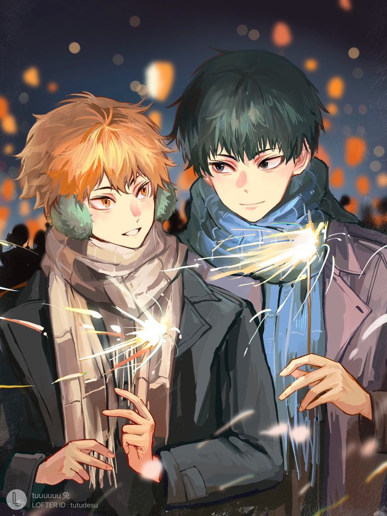 hinata hajime and kageyama tobio (haikyuu!!) drawn by tuuuuuututu