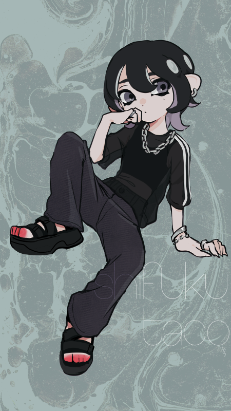 octoling player character and octoling girl (splatoon) drawn by imaikuy0