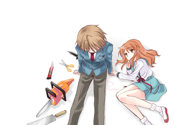 asahina mikuru and koizumi itsuki (suzumiya haruhi no yuuutsu) drawn by yuuma_(omaeno_meinichi)