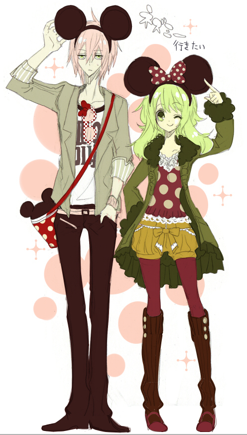 gumi, mickey mouse, minnie mouse, vy2, and 66 (vocaloid and 1 more) drawn by manbou_no_ane