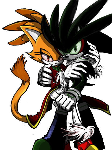 blaze the cat and silver the hedgehog (sonic) drawn by nemujomi