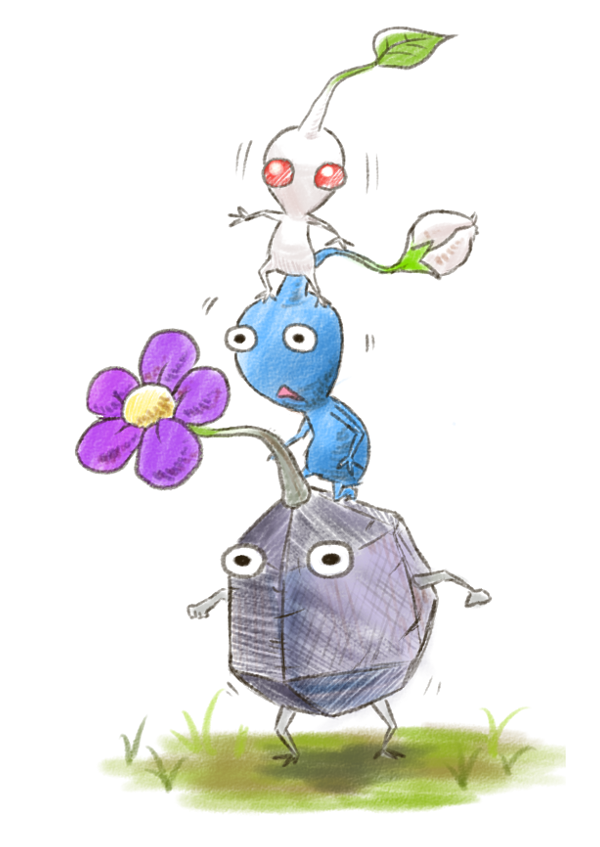 blue pikmin, white pikmin, and rock pikmin (pikmin) drawn by yamato_koara