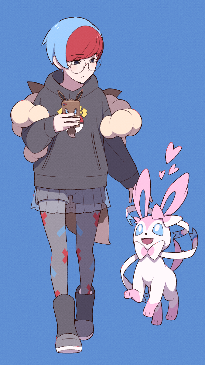 eevee, rotom, sylveon, rotom phone, and penny (pokemon and 1 more) drawn by hinoyama_kou