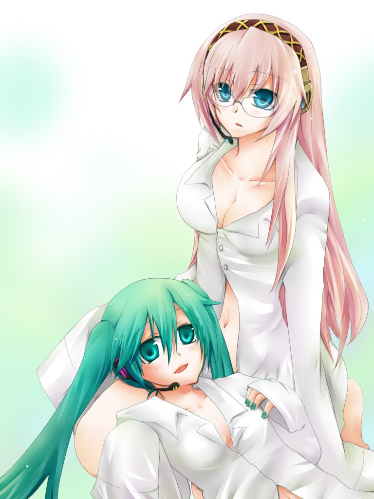 hatsune miku and megurine luka (vocaloid) drawn by akatsuki_yakyou