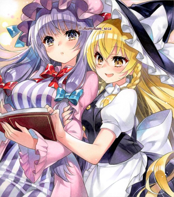 kirisame marisa and patchouli knowledge (touhou) drawn by chacham