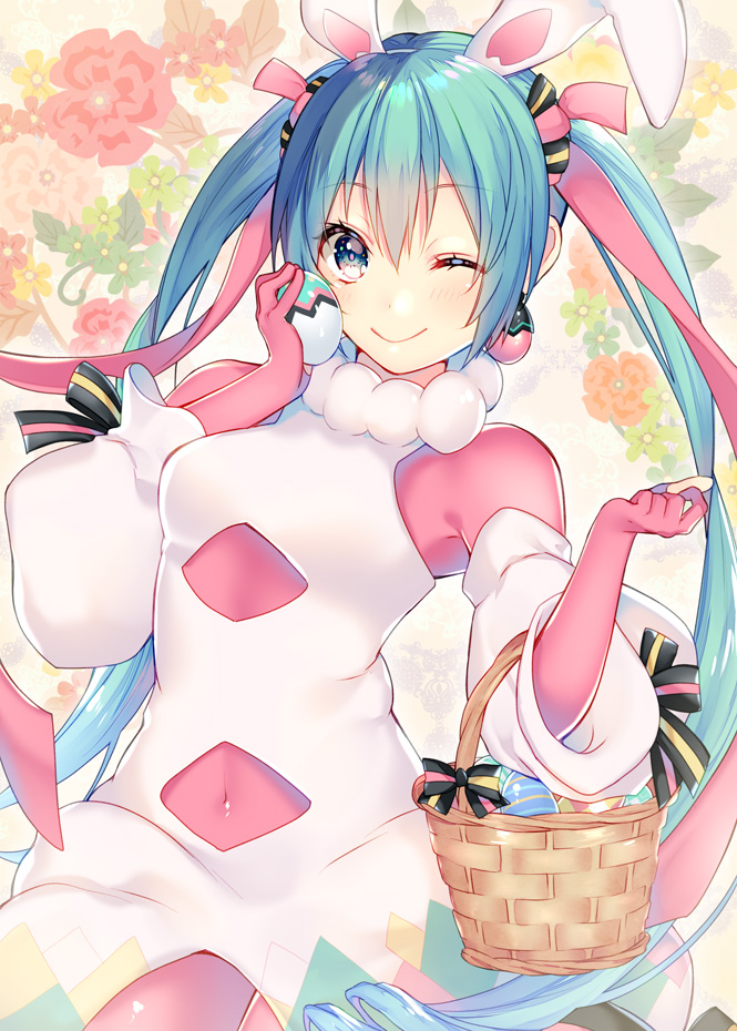 hatsune miku and easter miku (vocaloid) drawn by shiomizu_(swat)