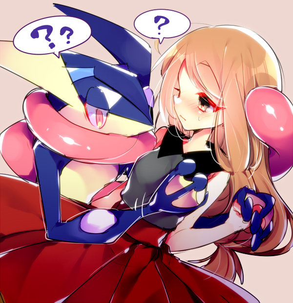 serena and greninja (pokemon and 1 more) drawn by takashino_(noni-nani)