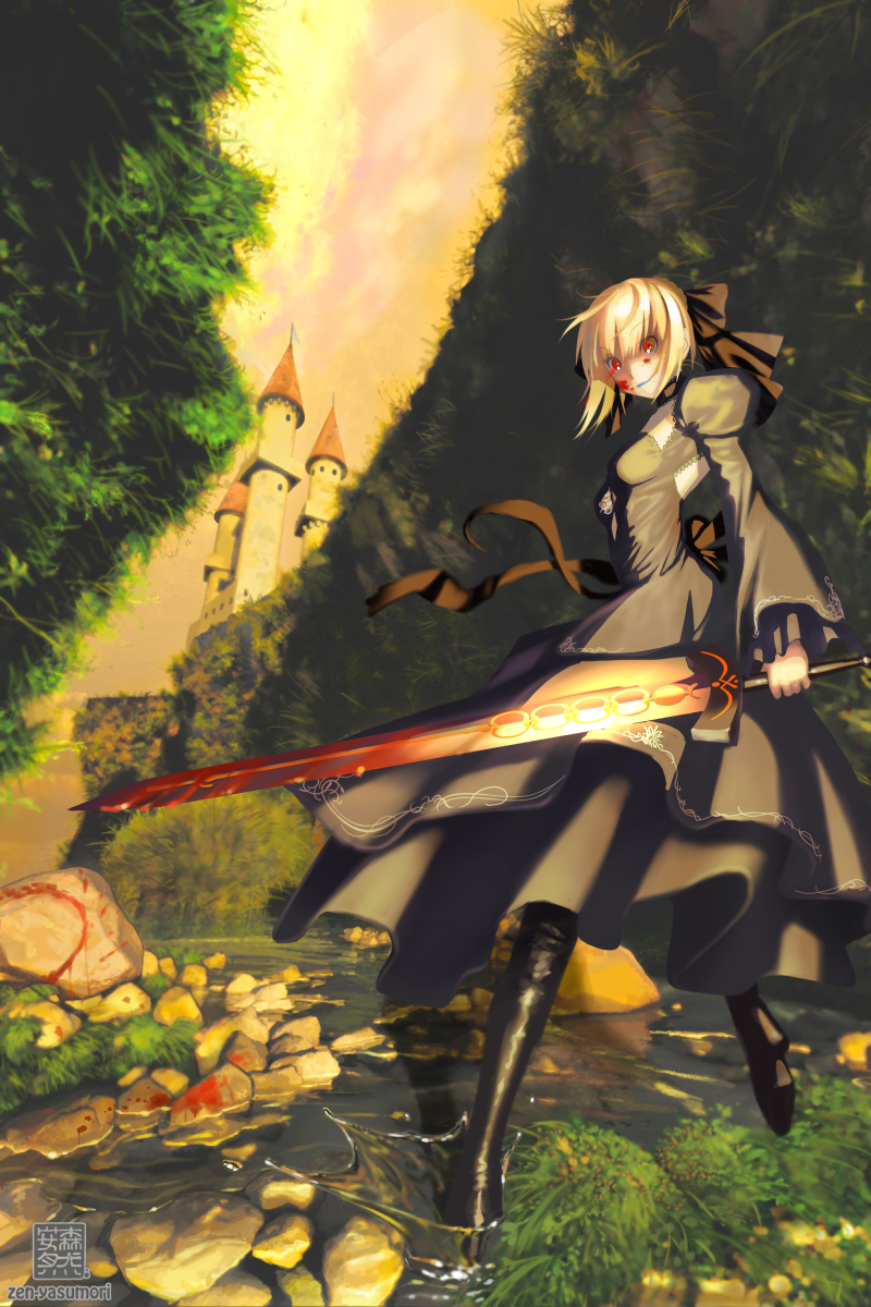 artoria pendragon and saber alter (fate and 2 more) drawn by yasumori_zen