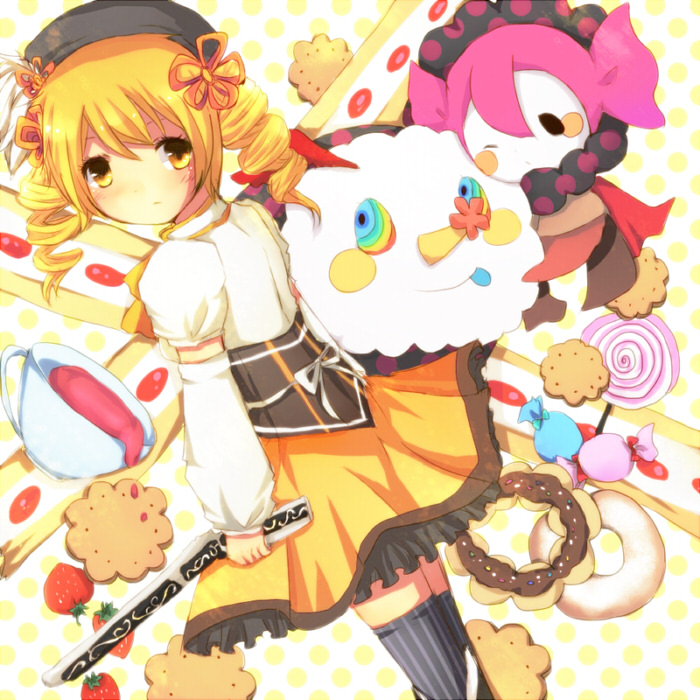 tomoe mami and charlotte (mahou shoujo madoka magica) drawn by setsuna_(pixiv)