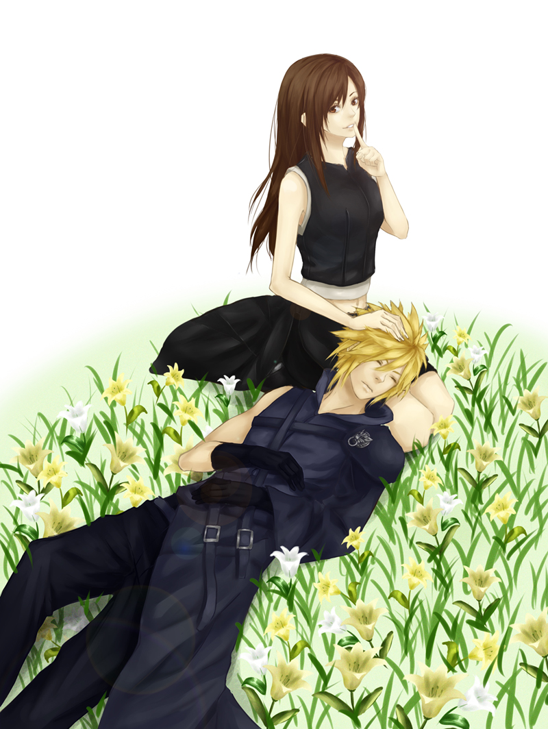 tifa lockhart and cloud strife (final fantasy and 2 more) drawn by au