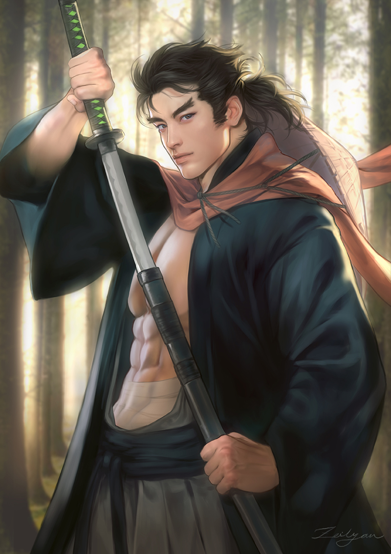 genji (overwatch and 1 more) drawn by zeilyanart