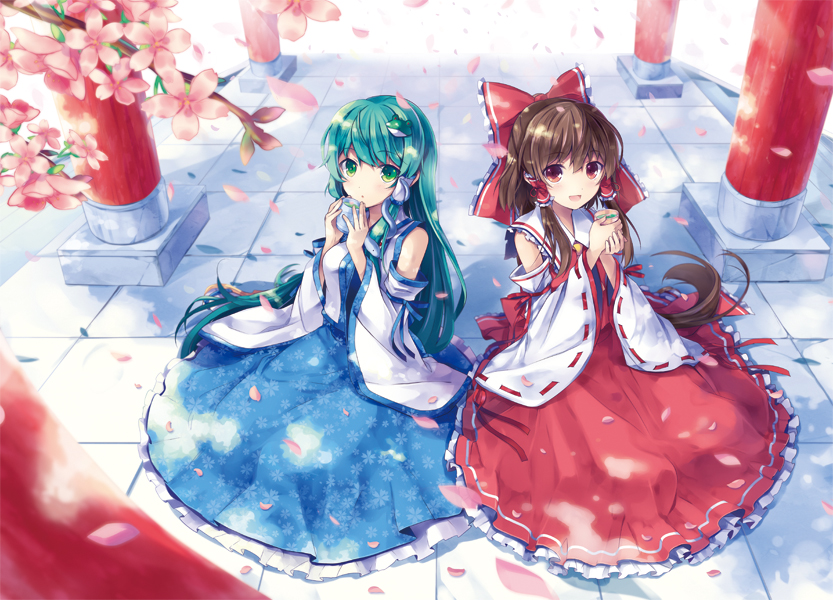 hakurei reimu and kochiya sanae (touhou) drawn by 6u_(eternal_land)