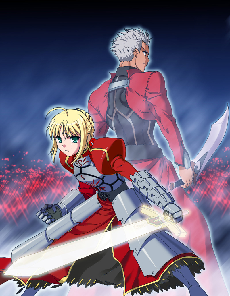 artoria pendragon, saber, and archer (fate and 1 more) drawn by g-tetsu