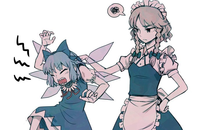 izayoi sakuya and cirno (touhou) drawn by meimaru_inuchiyo