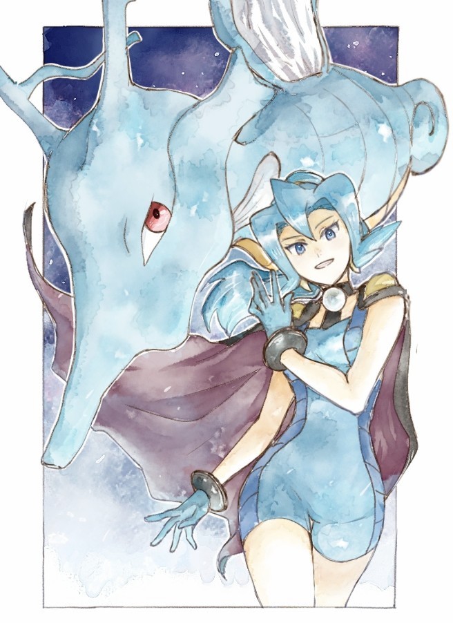 clair and kingdra (pokemon and 1 more) drawn by asuka_rkgk