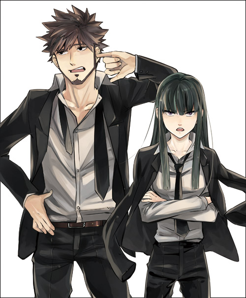 hazuki mina and shizume genma (darker than black) drawn by ocha_(oteaaa)