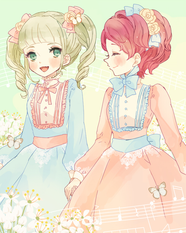 todo yurika and ichinose kaede (aikatsu!) drawn by ichiko_(vein)