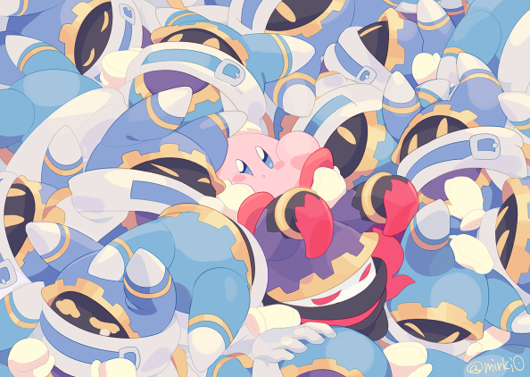 kirby, magolor, and traitor magolor (kirby) drawn by komoreg