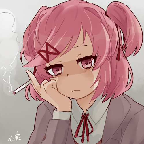 natsuki (doki doki literature club) drawn by kokomi_(aniesuakkaman)