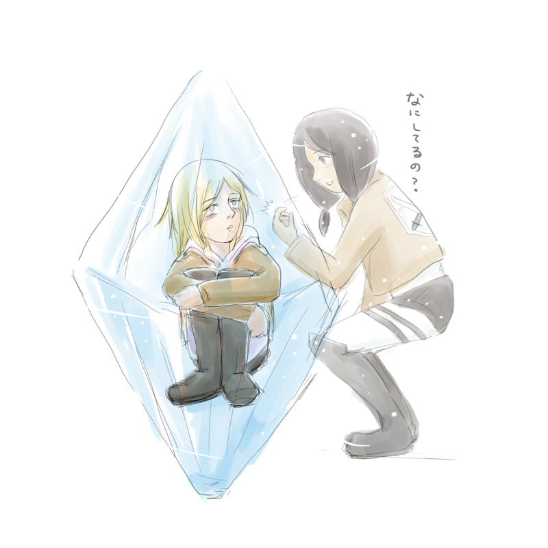 annie leonhart and mina carolina (shingeki no kyojin) drawn by ren-takasugi
