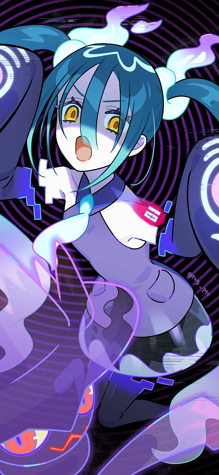 hatsune miku, mismagius, and ghost miku (pokemon and 2 more) drawn by puteru