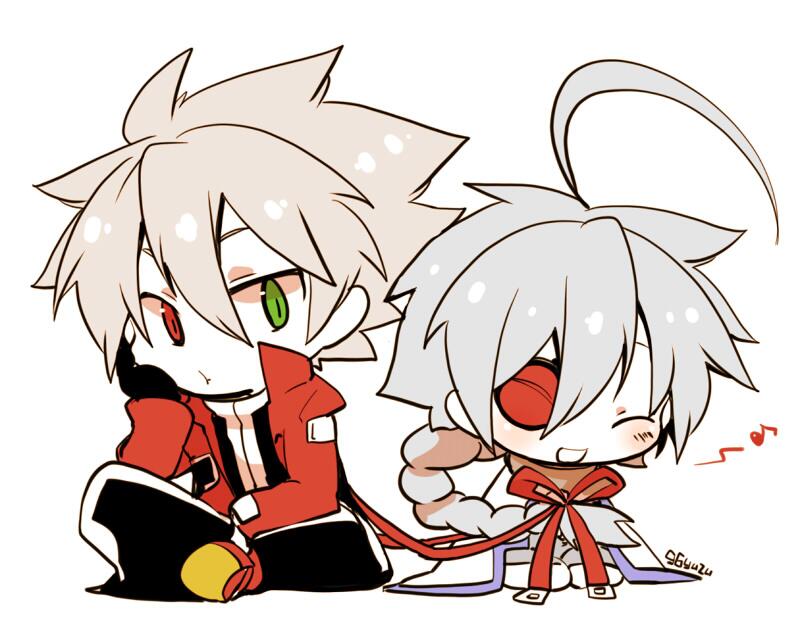 ragna the bloodedge and nu-13 (blazblue) drawn by kuro_yuzu