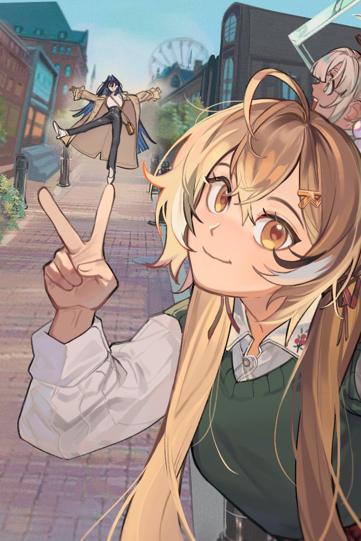 ouro kronii, nanashi mumei, and tsukumo sana (hololive and 1 more) drawn by eus_ing