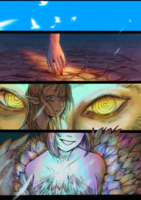 marcille donato, falin touden, and winged lion (dungeon meshi) drawn by ordicanary