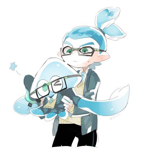 inkling player character and inkling boy (splatoon) drawn by cyan_beans