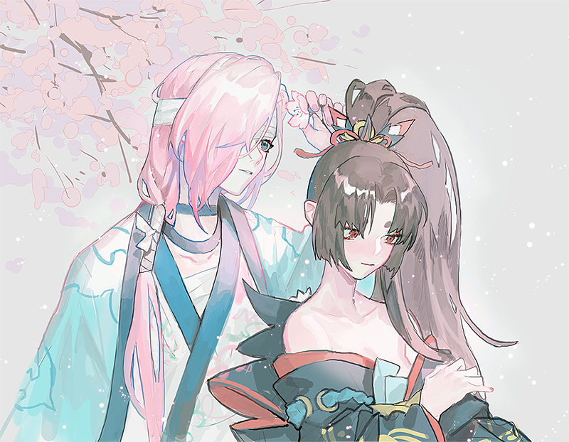 youtou hime and ichimoku ren (onmyoji) drawn by qiqu
