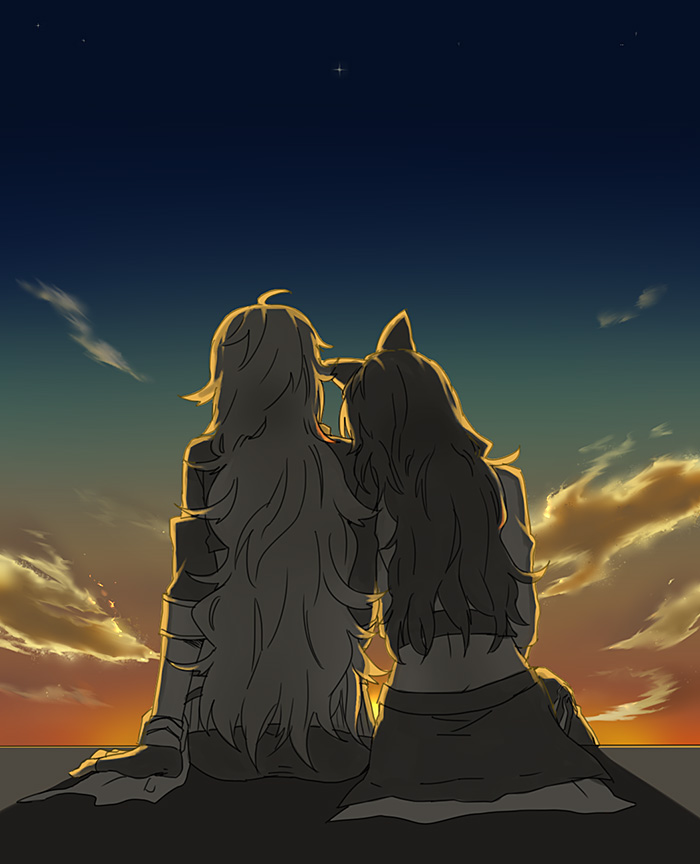 yang xiao long and blake belladonna (rwby) drawn by kuroda_(nanchara_flight)