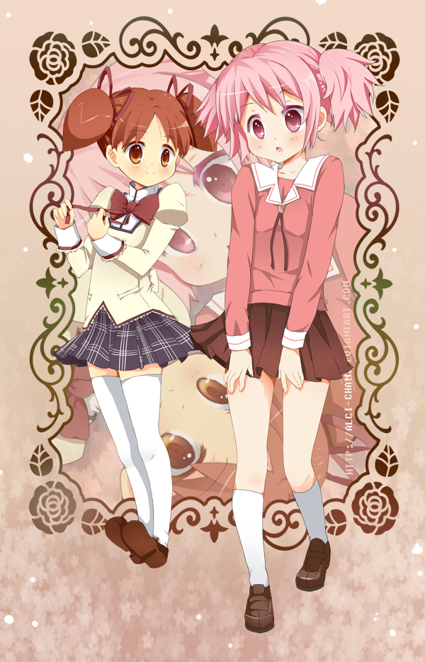 kaname madoka and mihama chiyo (mahou shoujo madoka magica and 1 more) drawn by alci-chan
