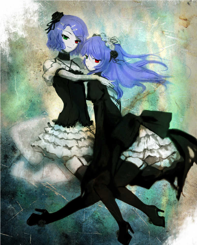 kagamine rin and megurine luka (vocaloid and 1 more) drawn by kuroi_nyan