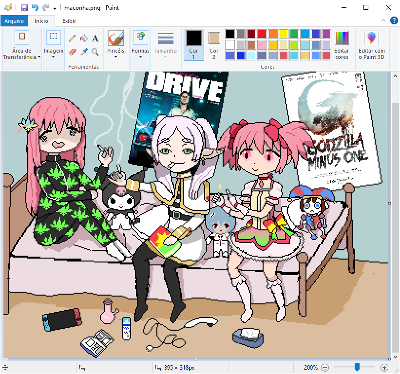 kaname madoka, gotoh hitori, frieren, ayanami rei, pomni, and 2 more (mahou shoujo madoka magica and 9 more) drawn by liskuroha