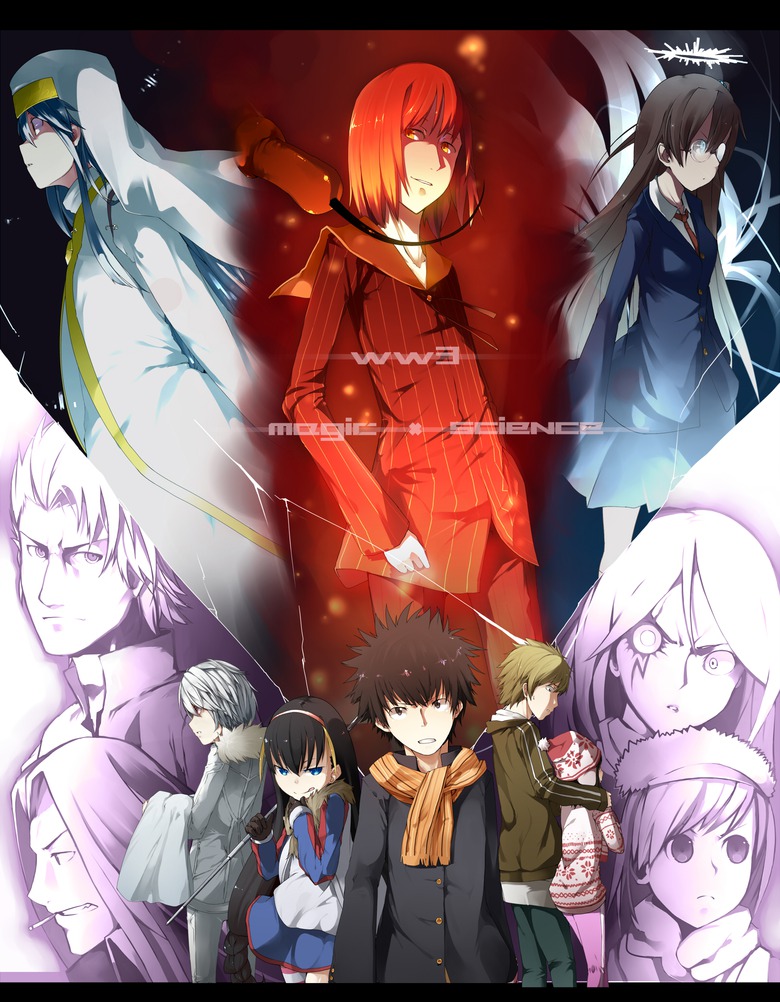 misaka mikoto, kamijou touma, accelerator, index, mugino shizuri, and 8 more (toaru majutsu no index and 1 more)