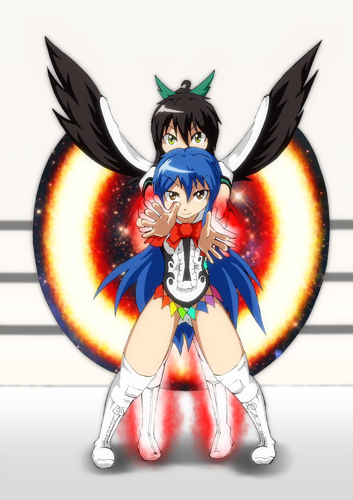 reiuji utsuho and hinanawi tenshi (touhou and 1 more) drawn by chounan_(dezi_g)