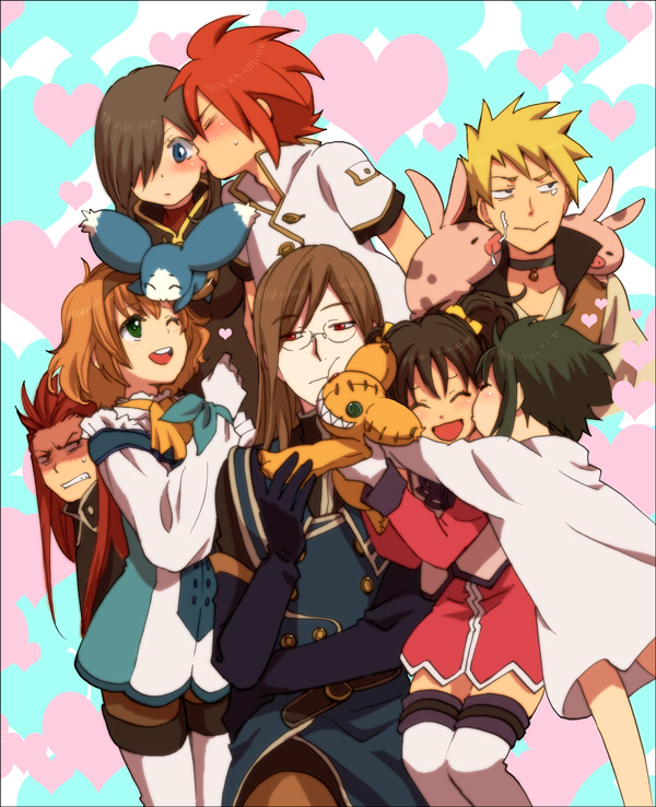 tear grants, luke fon fabre, anise tatlin, natalia luzu kimlasca lanvaldear, jade curtiss, and 5 more (tales of and 1 more) drawn by harumi_chihiro