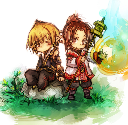 adventurer and white mage (final fantasy and 1 more) drawn by fujiwara_akina