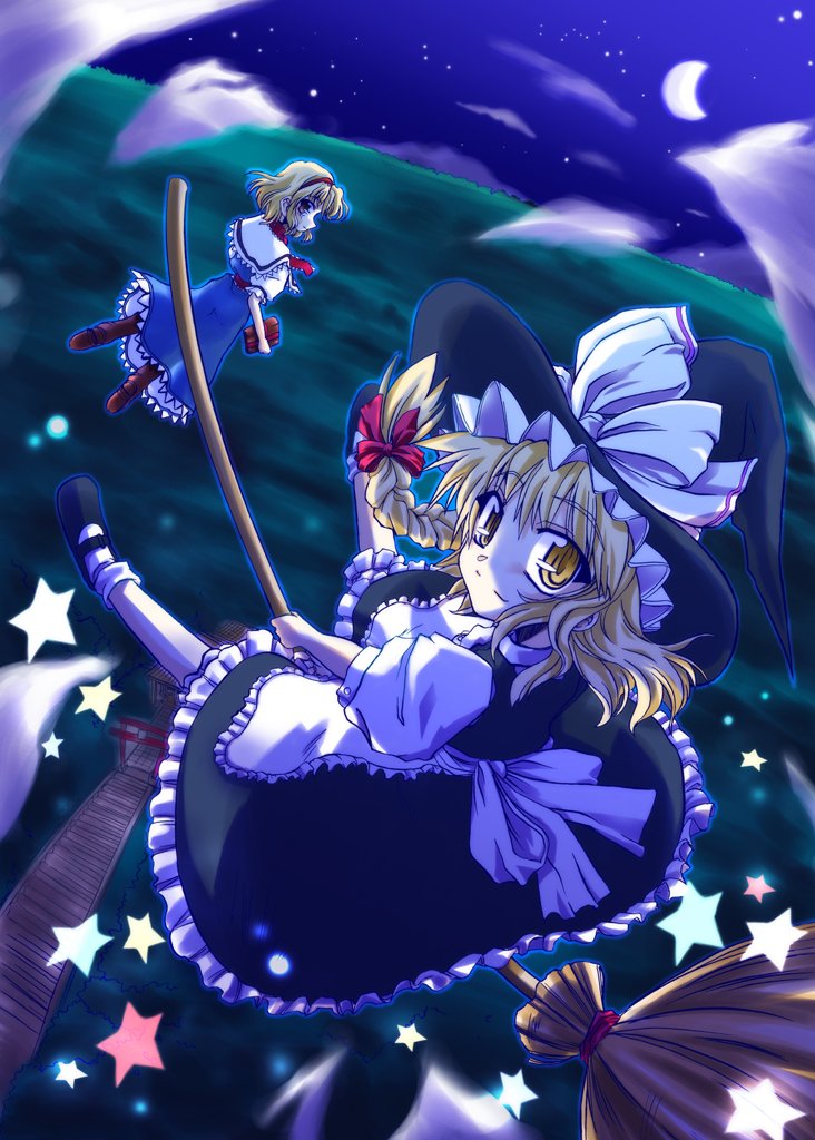 kirisame marisa and alice margatroid (touhou) drawn by takana_shinno