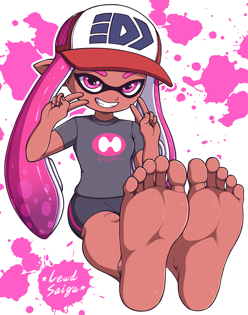 inkling player character and inkling girl (splatoon and 2 more) drawn by lewdsaiga