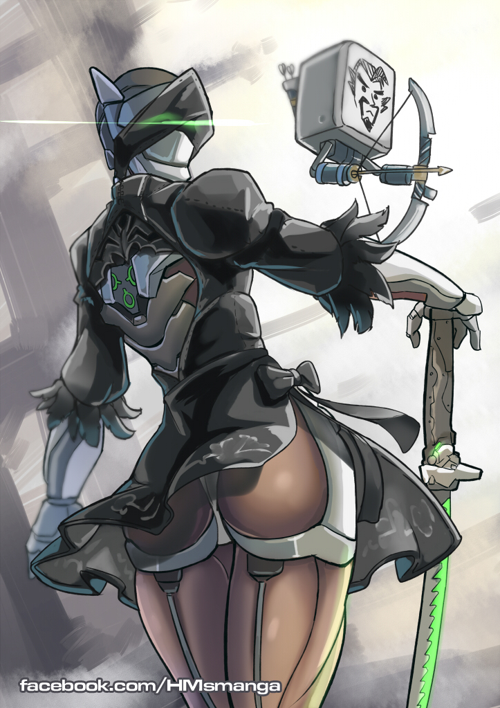 2b, pod, genji, and hanzo (overwatch and 3 more) drawn by hm_(hmongt)
